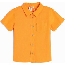 Delixa Gömlek Keten Karışımlı Kısa Kollu Tek Cep Detaylı