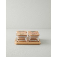 English Home Ricco Cam Ahşap Kapaklı 4 Bölmeli Kahvaltılık 21x21 cm Renkli