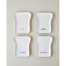 English Home Joyfull Seramik 4'lü Tost Kahvaltı Seti 19 cm Renkli