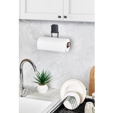 Delixa Kendinden Yapışkanlı Kağıt Havlu Tutucu, Mat Siyah Metal, Mutfak ve Banyo Için