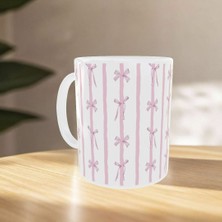 Uçan Kupa Pembe Fiyonk Desenli Sevgililer Günü Özel Tasarım Kupa