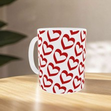 Uçan Kupa Sevgililer Günü Kırmızı Kalp Desenli Porselen Kupa – Romantik Hediyelik Kupa