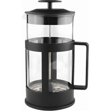 Delixa Kanji 350 ml Cam French Press – Isıya Dayanıklı Cam, Paslanmaz Çelik Filtreli, Siyah Renkli Kahve ve
