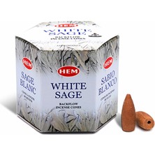 Delixa Hem Tütsü Geri Akış Şelale Beyaz Adaçayı Kokulu 40 Konik Tütsü - White Sage Backflow Incense Cones