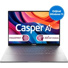 Casper Nirvana S100 Intel Core Ultra 7 255H 32GB DDR5 2TB SSD Windows 11 Home Taşınabilir Bilgisayar 16" S100.255H-DX00A-G-F