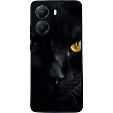  Xiaomi Poco X7 Pro Uyumlu  Kedi Tasarımlı Glossy Mat Siyah Silikon Telefon Kılıfı