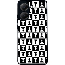  Xiaomi Poco X7 Pro Uyumlu Satranç Tasarımlı Glossy Mat Siyah Silikon Telefon Kılıfı