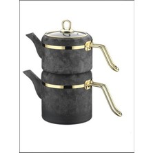 UltraMint Royal Stone Takım Çaydanlık, Kumtaşı ve Altın Detaylı, Şık ve Dayanıklı