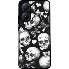  Xiaomi Poco X7 Pro Uyumlu Kafatası Tasarımlı Glossy Mat Siyah Silikon Telefon Kılıfı