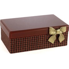 Mikasa Moor Kırmızı Gold Fiyonklu Kumaş Cam Kutu 26X17X10CM