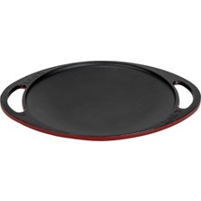 Lava Döküm Yuvarlak Saç Kavurma Tavası Döküm Demir Yekpare Çift Kulplu ÇAP(Ø)20CM.-BORDO