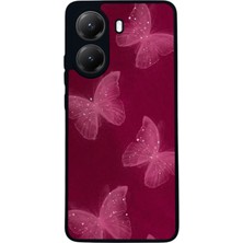  Xiaomi Poco X7 Pro Uyumlu  Kelebek Tasarımlı Glossy Mat Siyah Silikon Telefon Kılıfı