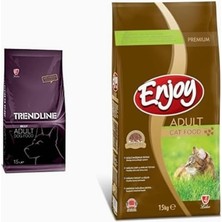 Delixa Biftekli Yetişkin Köpek Maması 15 kg ve Enjoy Kuru Kedi Maması, Tavuklu, Yetişkin, 15 kg Kahverengi