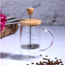 UltraMint Bambu Kapaklı French Press 600ML, Şık ve Dayanıklı Kahve Demleme Aracı