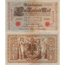 Banknoting Almanya 1000 Mark 1910 Seri Numarası 6 Haneli-Nadir. Çok Çok Temiz++