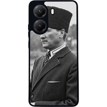  Xiaomi Poco X7 Pro Uyumlu Atatürk Tasarımlı Glossy Mat Siyah Silikon Telefon Kılıfı