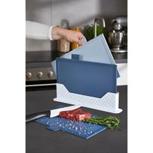 4 Parça Standlı Kesme Tahtası Seti - Çoklu Doğrama Tahtası Ekmek Sebze Et Kesim Panosu