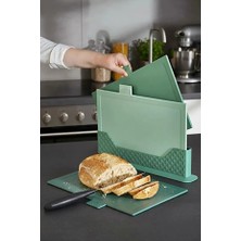 4 Parça Standlı Kesme Tahtası Seti - Çoklu Doğrama Tahtası Ekmek Sebze Et Kesim Panosu