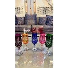 UltraMint Renkli Kristal El Işi Kahve Yanı Su Bardağı, Şık ve Zarif Tasarım