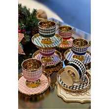 UltraMint Şık Porselen Ayaklı Fincan Takımı, 6'lı Set, Zarif ve Dayanıklı Tasarım