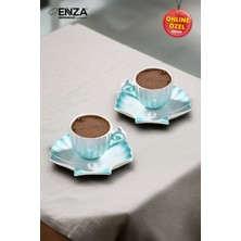 UltraMint Mavi Porselen Fincan Takımı, Zarif ve Şık Çay ve Kahve Seti