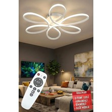 Ece Aydınlatma Luxor Beyaz Kumandalı 3 Renk Ledli Dimmerli Plafonyer Modern Ledli Avize