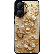  Xiaomi Poco X7 Pro Uyumlu Yaldız Çiçek Tasarımlı Glossy Mat Siyah Silikon Telefon Kılıfı