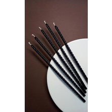 Delixa Balmumu Mum. (10 Adet Siyah) 24CM Burgulu Dilek Mumu. Doğal Petek. Ince Uzun. Parti, Nişan, Ritüel,