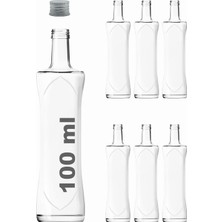 Delixa 100 ml Şeffaf Piramit Sosluk 100 cc Kapaklı Kavisli Cam Şişe 6 Adet (Gümüş (Metal))