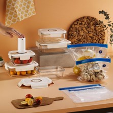 Delixa Arow Vakumlu Cam Saklama Kabı Seti + Gıda Torbası