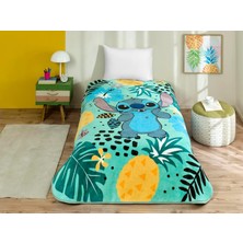 Delixa Disney Lilo & Stitch Çizgi Film Karakteri Pamuk-Polyester Karışım Battaniye, Yeşil, Mavi, Siyah, Bey