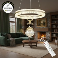 Ece Aydınlatma Heidi Gold Kaplamalı Kumandalı 3 Renk Işıklı Lüks Tasarım Ledli Avize Çap 40 cm