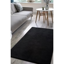 Alpina Home Siyah Yıkanabilir Puffy Peluş Halı Yolluk Yumuşak Kaymaz Taban