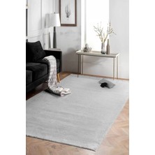 Alpina Home Gri Yıkanabilir Puffy Peluş Halı Yolluk Yumuşak Kaymaz Taban