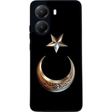  Xiaomi Poco X7 Pro Uyumlu Türk Bayrağı Tasarımlı Glossy Mat Siyah Silikon Telefon Kılıfı