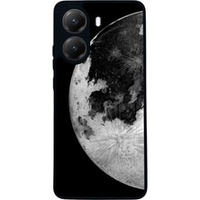  Xiaomi Poco X7 Pro Uyumlu Ay (Moon) Tasarımlı Glossy Mat Siyah Silikon Telefon Kılıfı