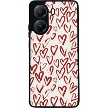  Xiaomi Poco X7 Pro Uyumlu Kalp Tasarımlı Glossy Mat Siyah Silikon Telefon Kılıfı