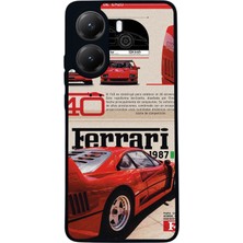  Xiaomi Poco X7 Pro Uyumlu Ferrari Tasarımlı Glossy Mat Siyah Silikon Telefon Kılıfı