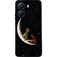  Xiaomi Poco X7 Pro Uyumlu Küçük Prens Tasarımlı Glossy Mat Siyah Silikon Telefon Kılıfı