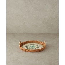 UltraMint El Yapımı Sedefli Rattan Tepsi, Şık Kahverengi Tasarım