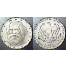 Banknoting Almanya 5 Mark 1983 Hatıra-Karl Marx Ölümünün 100. Yılı Çil.