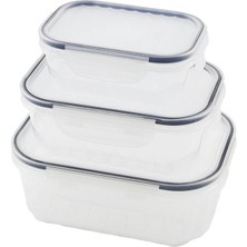 Veralya 3pcs Quick Sızdırmaz Saklama Kabı Seti Şeffaf Kap - Buğulu-Contalı Kapak  500-1000-1700ML