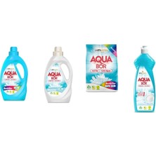 Aquabor Doğal Mineralli Sıvı Renkliler + Sıvı Beyaz  + 4 kg Renkliler + Elde Bulaşık 4 Lü Set