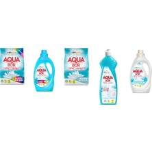 Aquabor Doğal Mineralli 4 kg Renkliler + Sıvı Renkliler + 4 kg Beyaz + Elde Bulaşık + Sıvı Beyaz 5 Li Set