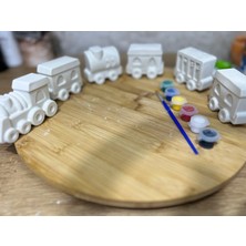 El Yapımı Tren Temalı Taş Boyama Seti – 6 Parça | 6 Renk Boya & Fırça Dahil