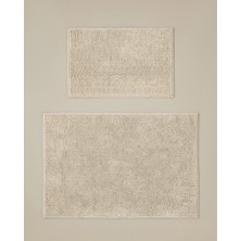 English Home Macaroni Kaydırmaz Taban Banyo Paspası Seti 60x90 + 40x60 cm Bej