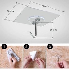 Storemax Süper Güçlü Yapışkanlı Suya Dayanıklı Şeffaf Askı 5li (5 Adet) Set Yeniden Kullanılabilir Yapışkanlı Kancalar