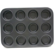 Veralya 12 Gözlü Metal - Siyah Düz Muffın Kalıp