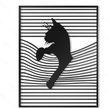 Ayaz Steel Art Minimalist Metal Kedi Duvar Dekoru Tablosu / Sallanan Kedi Silüeti Duvar Süsü