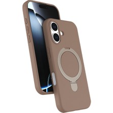 Techno Guru iPhone 17 Kılıf Standlı Magsafe Halkası Bulunan Şık Regal Magsafe Kapak - Çöl Titanyum